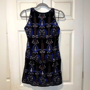Shift embroidered and beaded black XS dress.